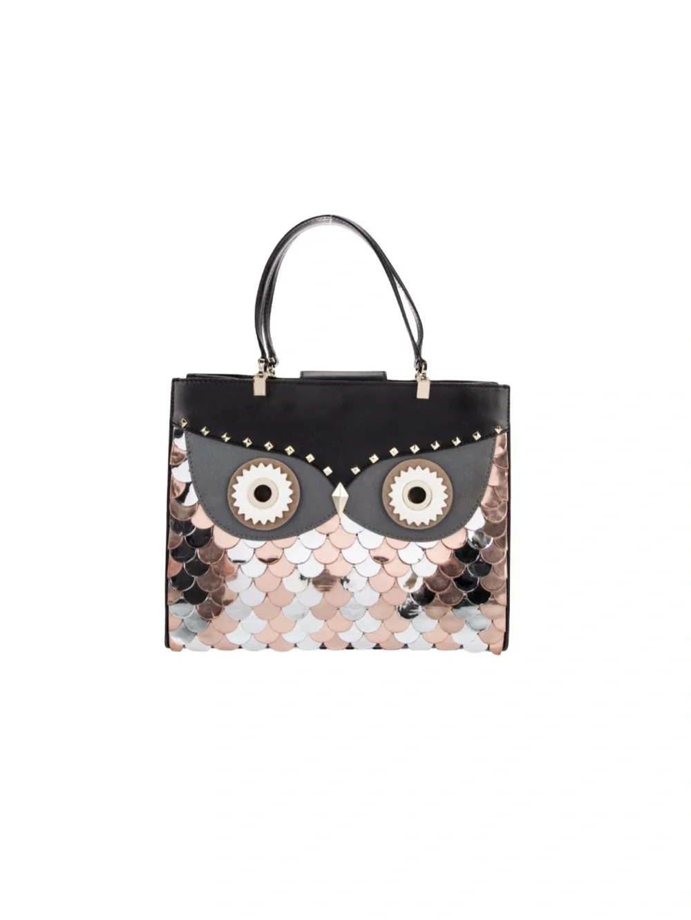 Kate Spade Wise Quinn Metallic Owl Leather Tote Shoulder Bag Ultra Rare